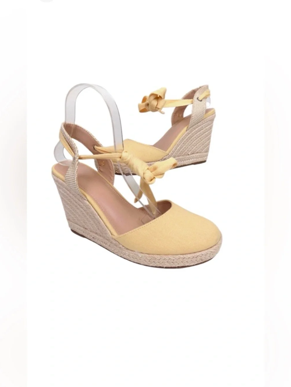 NEW ZBY Chic Mocha Mousse Yellow Espadrille Camel Wedge Sandals Size: 11